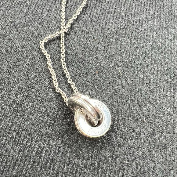 Vintage Coach Interlocking Circle Sterling silver 925 Swarovski Crystal necklace - Picture 7 of 15